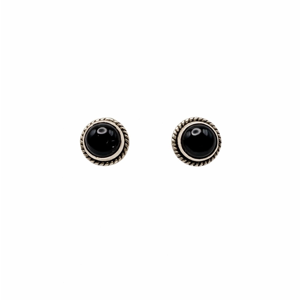 Round Braided Onyx S925 Stud Earrings